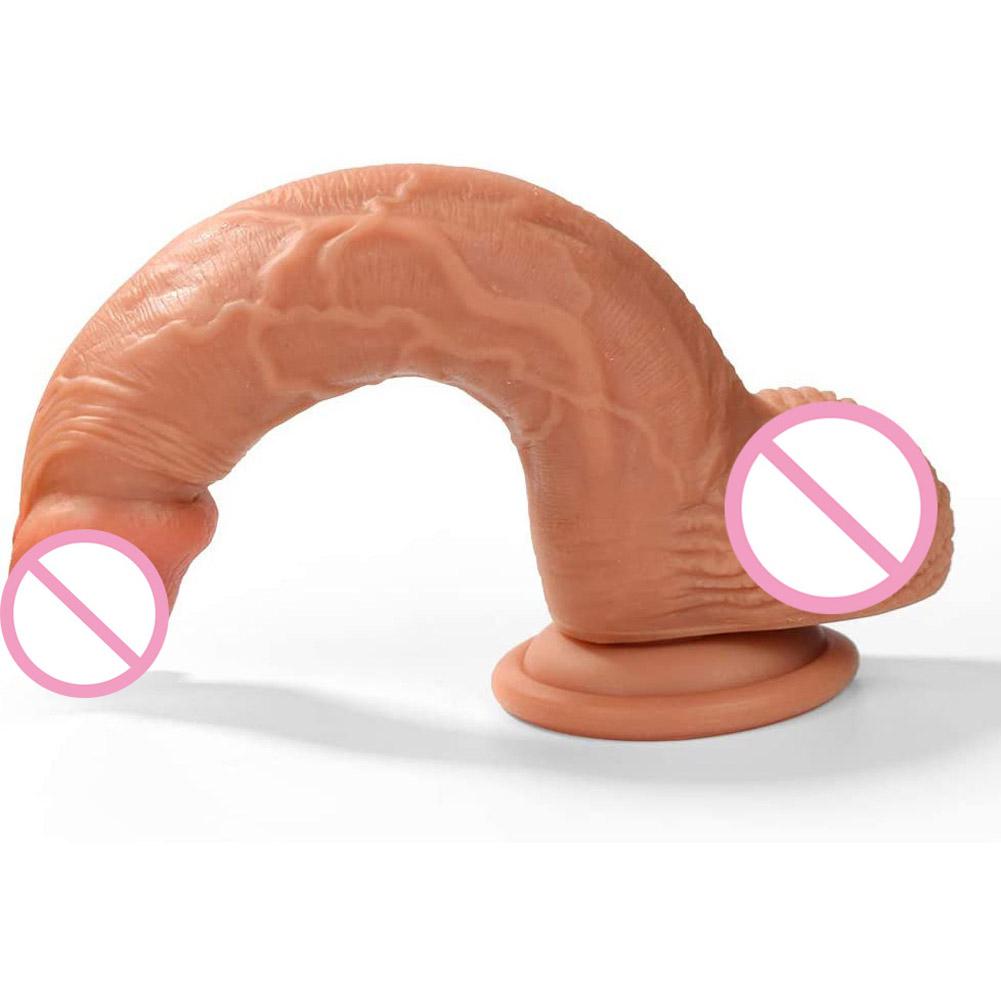 20cm Realistic Dildo with Strong Suction Cup Soft Two Layer Silicone Sex Toy with Plump Testicles Anal Dildo Real Dong - Image 2