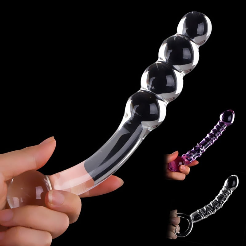 Pyrex Glass Dildo Fake Penis Crystal Anal Beads Butt...