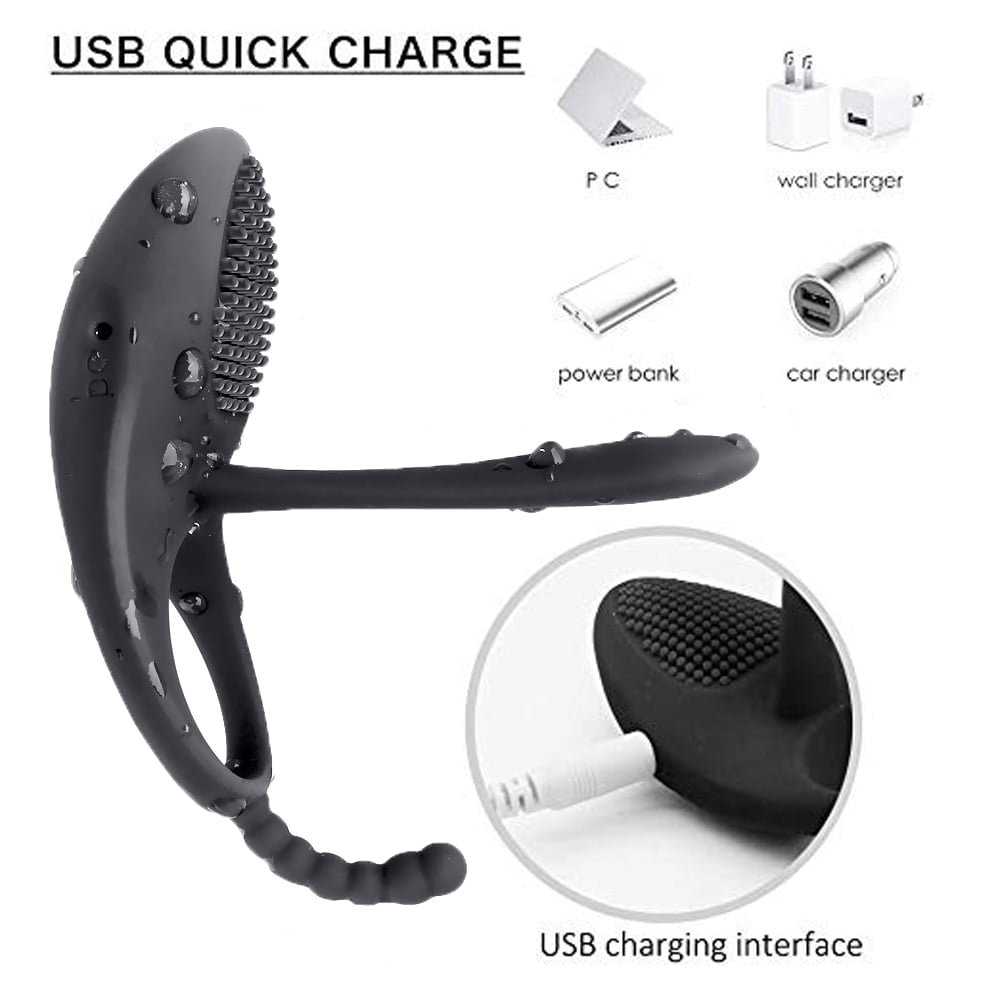 Vibrator Ring Double Remote Control Vibrating Ring Elastic Silicone Premature Ejaculation Lock Penis with Rings Sex Toys for Men - Image 4