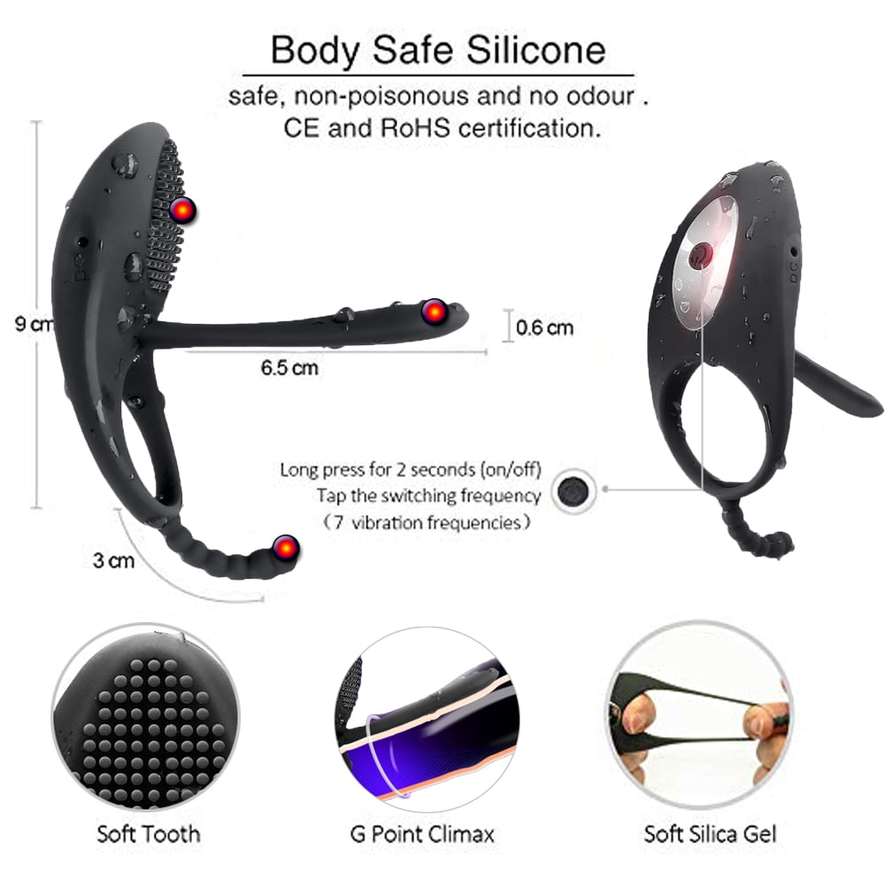 Vibrator Ring Double Remote Control Vibrating Ring Elastic Silicone Premature Ejaculation Lock Penis with Rings Sex Toys for Men - Image 5