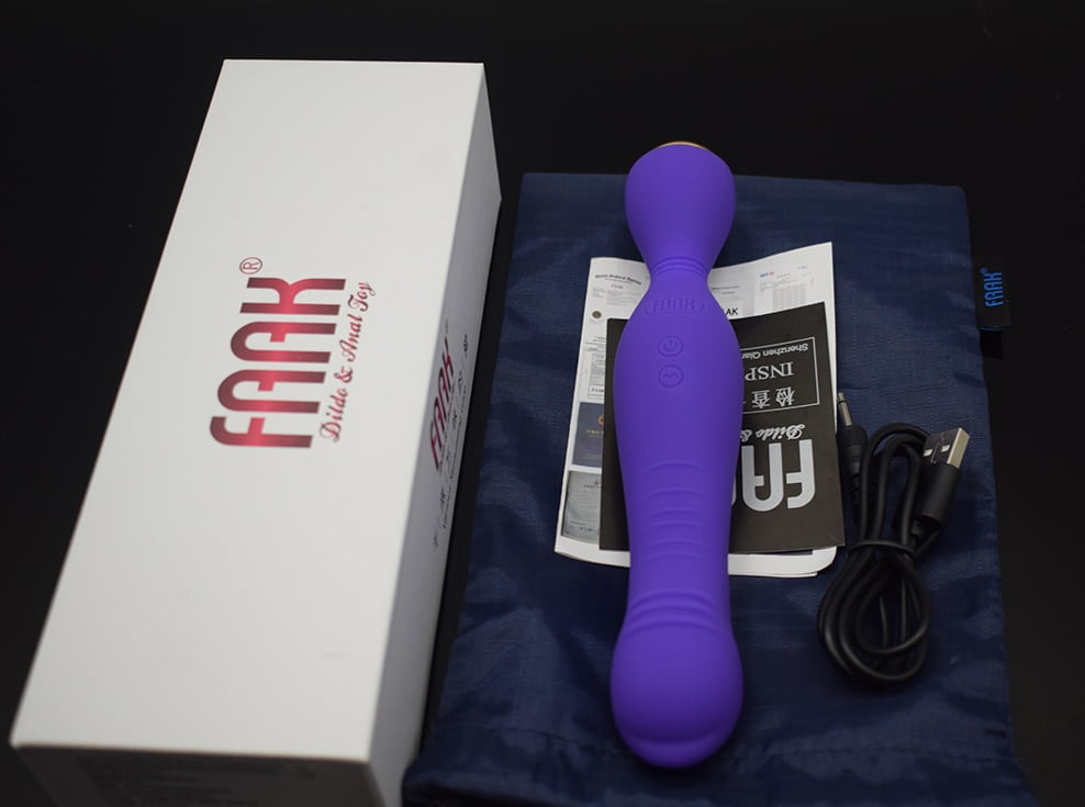 FAAK silicone wand vibrator powerful usb recharge double head vibrating anal plug clit masturbate prostate massage anal dildo - Image 4