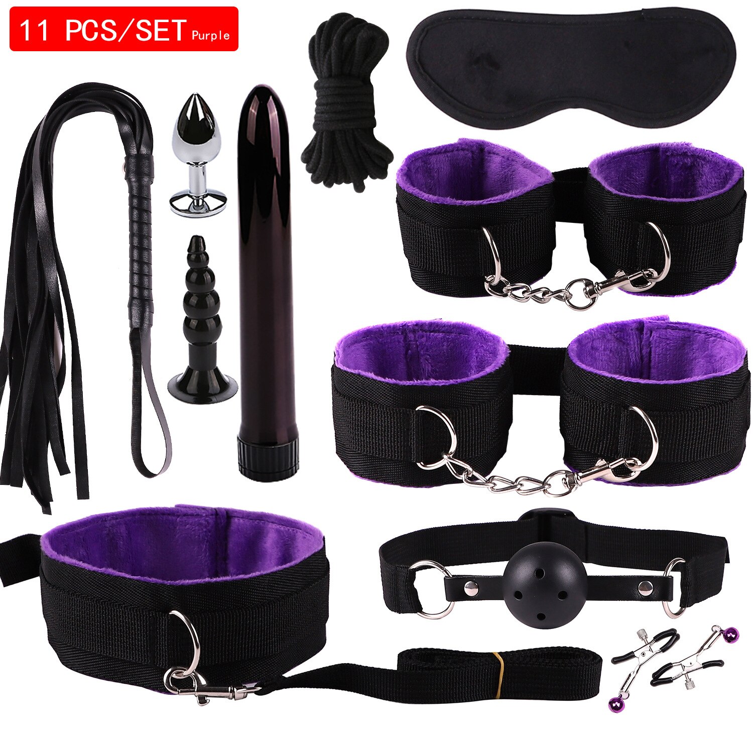 3 colors Exotic Sex Products For Adults Games Bondage Set BDSM Kits Handcuffs Sex Toys Whip Gag Tail Plug Women Accessories - Image 2
